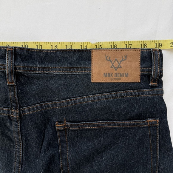 MBX Denim Men's Slim Straight Stretch Jeans Dark Wash Blue measure 38x31 NWT $58 - Picture 6 of 6